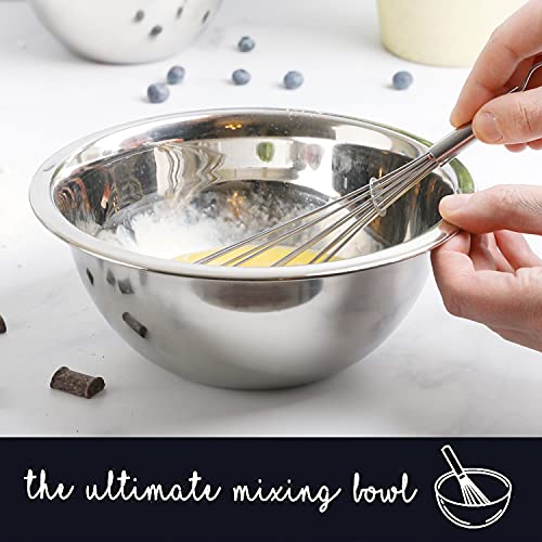 Stainless Steel Mixing Bowls Set, 5-Piece Meal Prep & Food Storage | .75, 1.5, 3, 4 & 5 Quart Metal Mixing Bowls Set for Prep, Serving, Baking & Food Storage, Ecofriendly, Dishwasher Safe - color: Silver