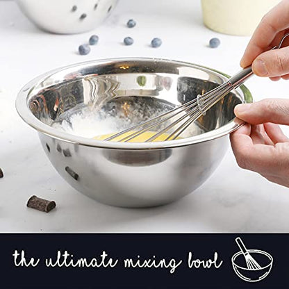 Stainless Steel Mixing Bowls Set, 5-Piece Meal Prep & Food Storage | .75, 1.5, 3, 4 & 5 Quart Metal Mixing Bowls Set for Prep, Serving, Baking & Food Storage, Ecofriendly, Dishwasher Safe - color: Silver