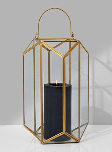 Serene Spaces Living Emerald Cut Glass Lantern, Measures 11 inches Tall, Sold Individually - color: Emerald Cut