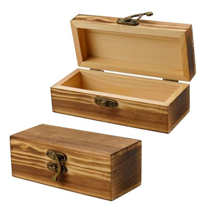 KUMGROT Wooden Box With Hinged Lid - Writable Vintage Gift Box | Handmade Solid Wood Storage for Photos, Jewelry, Coins, Cards - 5.5" x 2.4" x 2.1", Brown - style: Small Rectangular