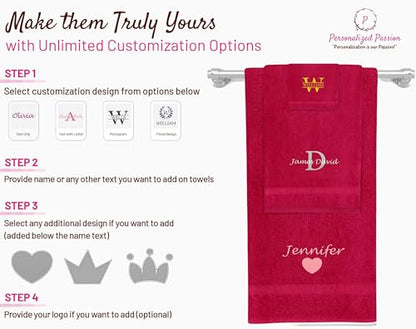 Personalized Bath Towel - Custom Turkish Cotton Towels with Embroidered Name, Monogram - Soft & Absorbent Bath Sheet - Burgundy, 30"x60" (1 Pack) - color: Burgundy, size: Bath Sheet (30"x60")