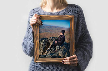 Rustic Wooden Picture Frames 18x24-100% Natural Solid Eco Distressed Wood Poster Photo Frame for Wall Mounting - Walnut - size: 18x24
