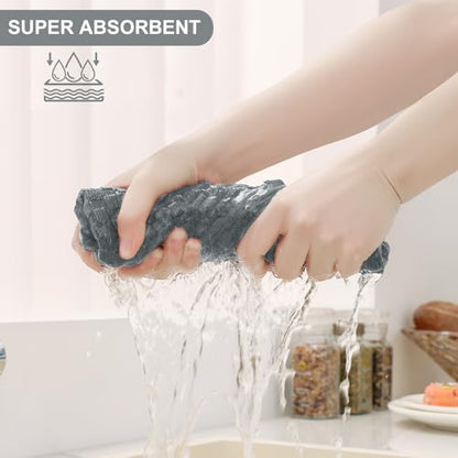 Homaxy 100% Cotton Terry Dish Cloths, 12"x12", 8-Pack, Dark Grey | Ultra Soft Absorbent Dish Towels with Hanging Loop, Pineapple Grid Designed - color: Dark Grey, size: 12 x 12 - 8 Pack
