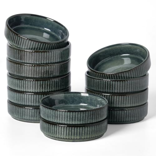 famiware Ceramic Soy Sauce Dish, 4oz Dipping Bowls Set of 12, Deep Forest | Individual Dip Sauce Cups/Dishes/Plates, Small Serving Bowls for Side Dishes, Condiments, Sushi, Appetizers, Reactive Glaze - color: Deep Forest, size: 12pcs