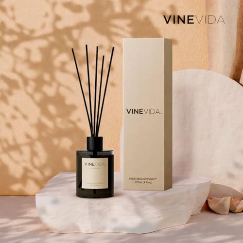 VINEVIDA | Leather & Brandy | Reed Diffuser for Home & Bathroom | Long-Lasting Scent Sticks Set | Oil Stick Diffuser | Bathroom Scent