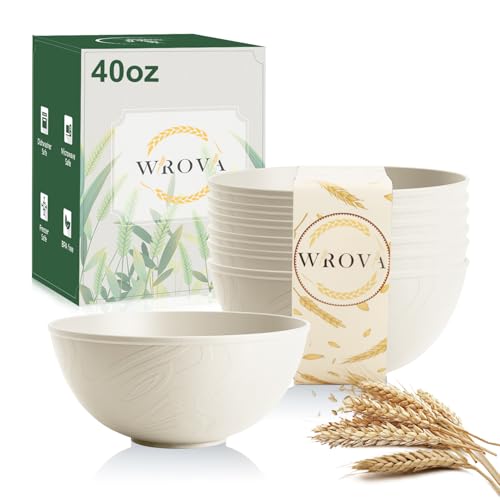 Beige Wheat Straw Bowls for Cereal, Salad Bowls Microwave Safe 6 PCS | 40 oz Bowls Alternative Plastic Bowls Reusable, Unbreakable Large Soup Bowls Suitable for Kitchen, Party, Camping and R.V. - color: Beige, size: 40oz