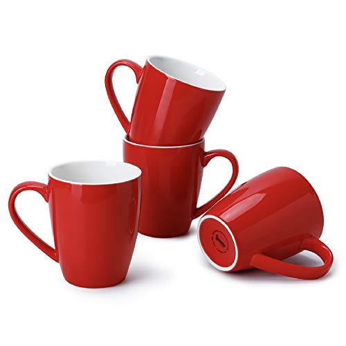 Sweese Porcelain Coffee Mugs - 16 Ounce (Top to the Rim) for Coffee, Latte, Tea, Cocoa, Set of 4, Red - color: Red, size: 4 Count (Pack of 1)