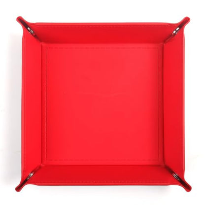 Valet Tray Desktop Storage Organizer – Vegan Leather Catchall Tray Bedside Vanity Tray Nightstand Caddy Holder for Remote Controller, Watch, Keys, Phone, Wallet, Coin, Jewelry, Red - color: Red