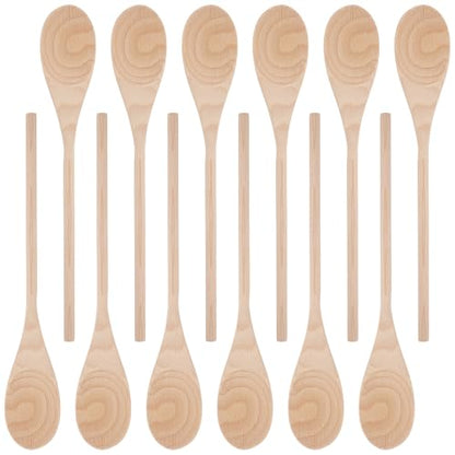 KEILEOHO 12PCS 12 Inch Wooden Spoons for Cooking, Long Handle Wooden Mixing Spoon, Wooden Kitchen Utensil for Cooking, Kitchen Stirring and Crafting