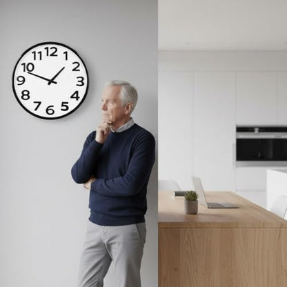 Crosstime 20 Inch Large Wall Clock - Big 3D Numbers Easy to Read, Battery Operated Silent Non-Ticking, Analog Quartz Round Clock - color: 20 Black