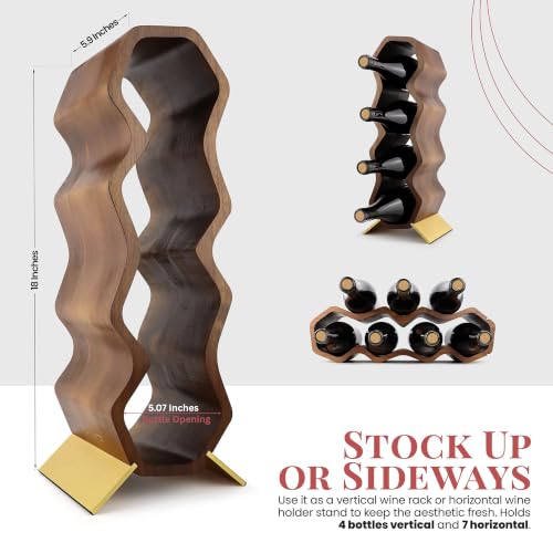 Gusto Nostro Wood Wine Rack, 7 Bottle, 2 Tier Wooden Countertop Free Standing Shelf - Bottle Holder Stand for Home Bar Tabletop, Cabinet Inserts, Kitchen, Wine Cellar Storage (Acacia)