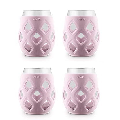 Ello Cru 17oz Stemless Wine Glass Set with Protective Silicone Sleeves, 4 Pack Cocktail Glass Perfect for Summer Patios and Parties Holiday Gifting Her Him Mother's Day, Dishwasher Safe, Cashmere Pink - color: Pink, size: 4 count