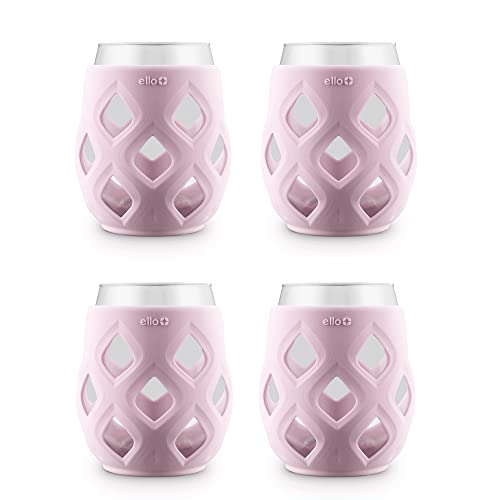 Ello Cru 17oz Stemless Wine Glass Set with Protective Silicone Sleeves, 4 Pack Cocktail Glass Perfect for Summer Patios and Parties Holiday Gifting Her Him Mother's Day, Dishwasher Safe, Cashmere Pink - color: Pink, size: 4 count
