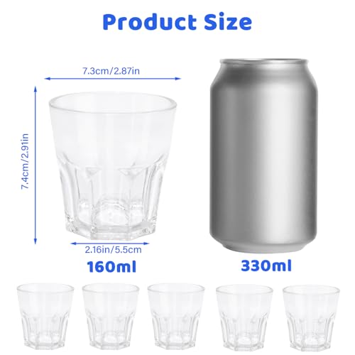 Plastic Drinking Glasses Set of 6, Unbreakable Water Tumbler, Acrylic Plastic Cups, Reusable Kids Drinking Cups for Children Kitchen Cocktail Picnic Party Juice Whiskey Wine (6pc-clear-160ml/5.4oz) - color: 6pc-clear-160ml/5.4oz