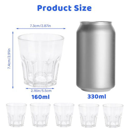 Plastic Drinking Glasses Set of 6, Unbreakable Water Tumbler, Acrylic Plastic Cups, Reusable Kids Drinking Cups for Children Kitchen Cocktail Picnic Party Juice Whiskey Wine (6pc-clear-160ml/5.4oz) - color: 6pc-clear-160ml/5.4oz