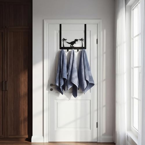 Reallnaive Dinosaur Over The Door Hooks Bathroom Decor Hanger Wall Mount Rack Holder for Towel, Hat, Coat, Cloth, Keychain, Bag, Christmas Party Gift - style: Dinosaur