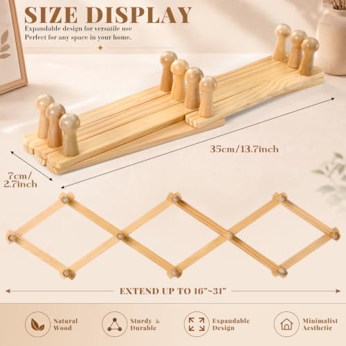 3 Pcs Hat Rack for Wall -accordion Wall Hanger & 2 Pcs Floating Walls Shelf | 37.8" Expandable Accordion Wall Hanger with 10 Hook, 15.7" Floating Display Shelves, Wall Hanging Decor Organizer for Hat Key