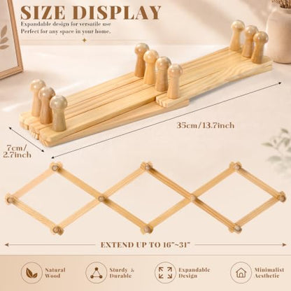 3 Pcs Hat Rack for Wall -accordion Wall Hanger & 2 Pcs Floating Walls Shelf | 37.8" Expandable Accordion Wall Hanger with 10 Hook, 15.7" Floating Display Shelves, Wall Hanging Decor Organizer for Hat Key