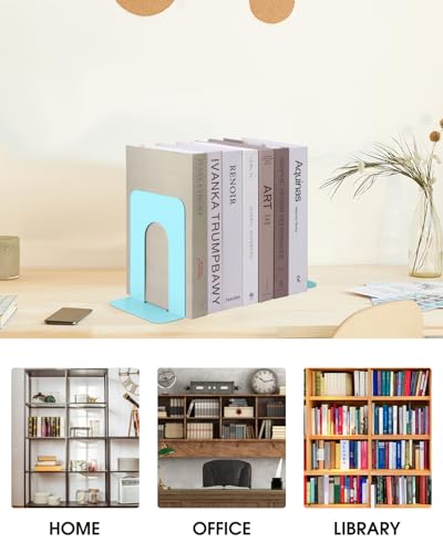 Honagu Bookends, Metal Book Ends, Bookends for Shelves, Book Holder Stopper for Heavy Books/CDs/DVDs ((1 Pair/2 Pieces, Green) - color: Macaron Green