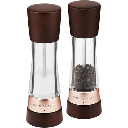 Cole & Mason Derwent Salt & Pepper Mill Gift Set - Salt & Pepper Shaker & Grinder with Adjustable Coarseness - Gourmet Precision Mill Set - Stainless Steel & Acrylic Grinders - Rose Gold - color: Rose Gold