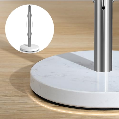 YIGII Heavy Marble Base Paper Towel Holder Countertop - Standing Paper Towel Roll Holder with Weighted Base, Papertowel Holder for Kitchen, White Marble - style: Silver & White Marble
