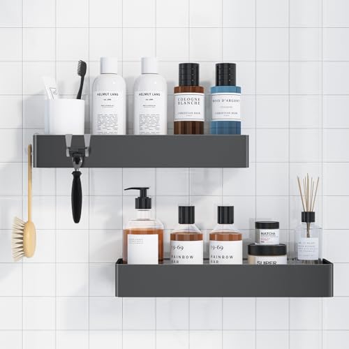 Kitsure Shower Caddy Adhesive, Shower Organizer, XX-Large, Dark Grey | 2 Pack Shower Shelf for Inside Shower, 100% Rustproof Metal Shelves, No-Drill Bathroom Organizers and Storage - color: Dark Grey, size: XX-Large