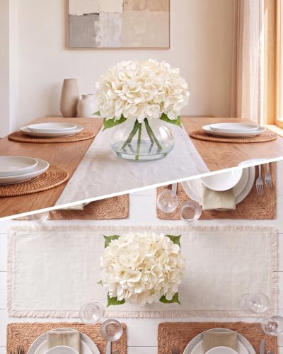Hydrangea Artificial Flowers with Vase, Real Touch Latex, White | Lifelike Faux Water, Nearly Natural Leaves, Durable & Fade-Resistant, Home Office Table Centerpiece Decor - color: White