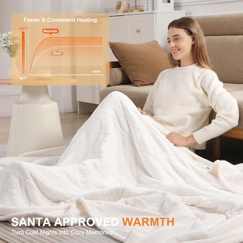 Heated Blanket White Heated Throw Blanket 50X60 Ultra Warm Electric Blanket - color: Cream, size: Throw 50" x 60"