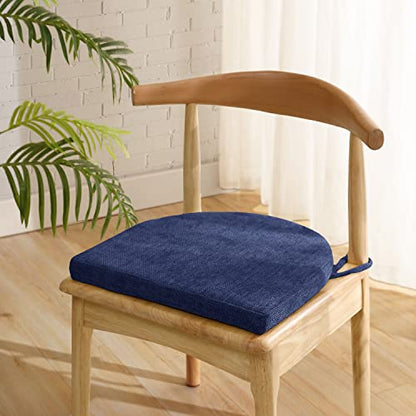 Sweet Home Collection Chair Cushions 100% High Density Memory Foam Pads U Shaped 17" x 16"Non Slip Skid Rubber Back Seat Cover, 12 Count, Navy Blue(Pack of 1) - color: Navy Blue, size: 12 Count (Pack of 1)
