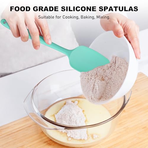 NileHome 6 Pieces Silicone Spatula Set with Silicone Brush,Turquoise | Food-Grade Material,Heat Resistant Up to 600°F,Dishwasher Safe,BPA-Free - color: Turquoise