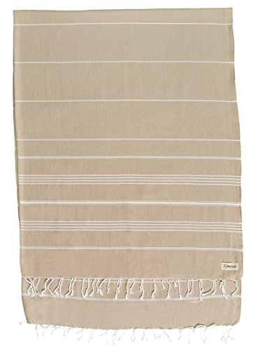 Bersuse Towels Anatolia XL Beach Blanket Throw Blanket Turkish Towel 100% Cotton Extra-Large Quick-Dry Lightweight Premium Peshtemal Towel - 61x82 Inches, Beige - color: Beige