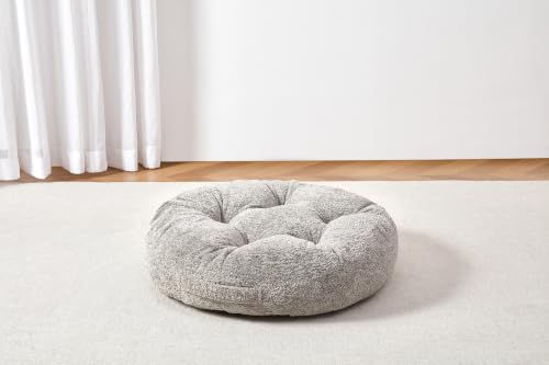Floor Cushion Pillow, Portable Large | Meditation Adult Sitting Pillow with Handle for Tatami, Living Room & Yoga (1, Round, Gray, 22 x 22 x 6 inches) - color: Round, Gray