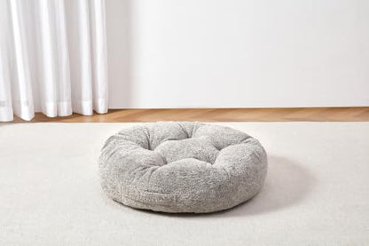 Floor Cushion Pillow, Portable Large | Meditation Adult Sitting Pillow with Handle for Tatami, Living Room & Yoga (1, Round, Gray, 22 x 22 x 6 inches) - color: Round, Gray
