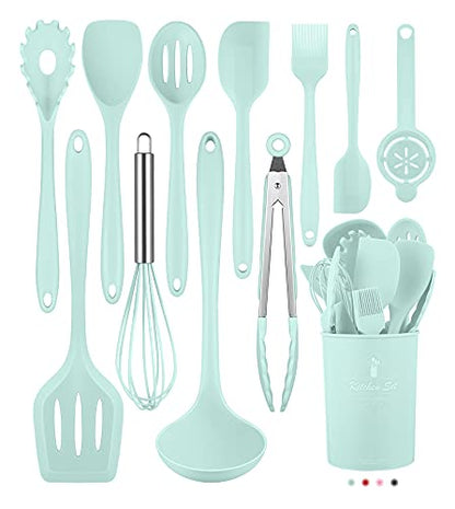 Kitchen Utensils Set-12 Pieces Silicone Cooking Utensils Set (Dishwasher Safe) 392°F Heat Resistant Spatula Set,Kitchen Utensil Set for Nonstick Cookware,Best Kitchen Tools with Holder | Dishwasher Safe 392°F Heat Resistant Spatula Set Kitchen Utensil Set
