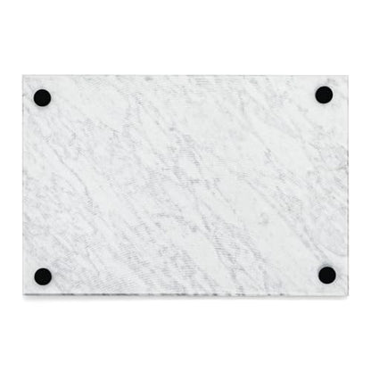 Hiceeden 8 x 12 Inches Marble Cutting Board, Stone Cutting Board with Non-Slip Feet for Kitchen Countertop, Rectangular Serving Slab for Charcuterie, Cheese, Pastry, Scratch & Heat Resistant, White