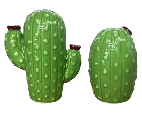 Hand - Painted Ceramic Cactus Salt & Pepper Shakers, Set of 2 - Cactus - color: Cactus