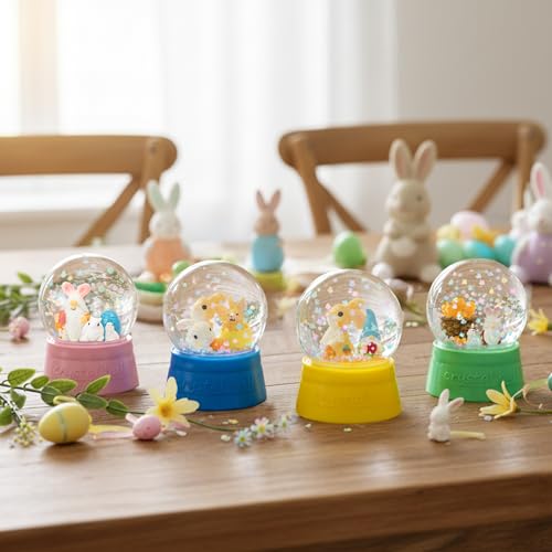 Easter Snow Globe Craft Kit - 42Pcs DIY Plastic Snow Globe Craft with Mini Resin Bunny Gnomes Egg, Make Your Own Party Favor Decor with Glitter for Classroom Activity Gift (Rabbit)