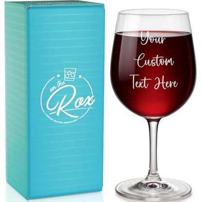 Custom Personalized Stem Wine Glass - 12.75oz Engraved Glass with 3 Lines of Custom Text - Unique Birthday, Wedding, or Christmas Gift for Mom, Sister, Teacher, and Friends - style: Custom Stem Wine Glass