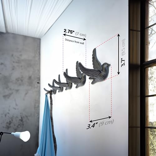 Ambipolar Flying Bird Iron Cast Decorative Bird Wall Mounted Coat Hooks (Classic)