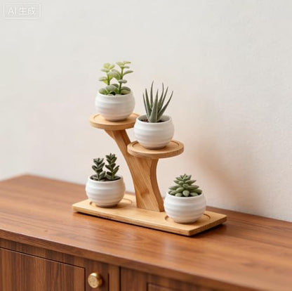 Bamboo Plant Stand - 3 Tier Window Plant Shelf for Indoor Plants | Wooden Flower Stand & Tabletop Plant Holder for Windowsills