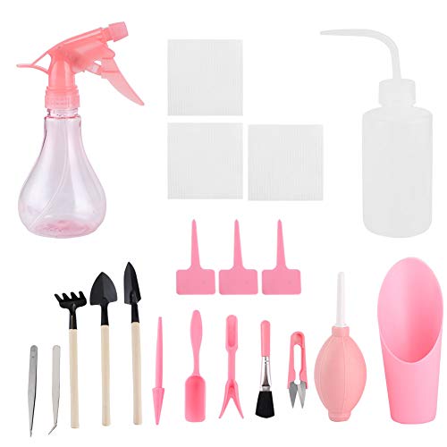 19Pcs/Set Transplanting Tools Set,Succulent Care kit,Mini Garden Hand Transplanting Succulent Tools Set,Succulent Plants Tool，Transplanting Gardening Tools for Bonsai Indoors Small Plants(粉色)