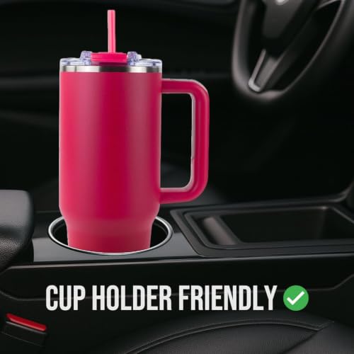 Big Swig 40oz Tumbler with Handle and Straw - Hot Pink, 40 oz Tumbler, Insulated Cup with Handle, 40oz Water Bottle with Straw, Thermal Cups, Leak Proof Lid, Travel Mugs, Stainless Steel - color: Hot Pink