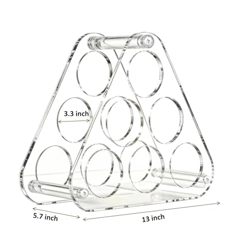 Countertop Wine Rack Acrylic for 6 Bottle Storage Tabletop Triangle Freestanding Wine Holder Organizer - Home, Kitchen, Dining Room Bar Decor