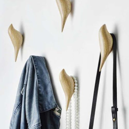 Resin Bird Wall Hooks Wood Grain Bird Coat Hooks Creative Wall Mounted Birds Decorative Art Decor Hat Towel Bag Hanger Gift for Home,Living Room, Bedroom, Shop (Wood Grain)