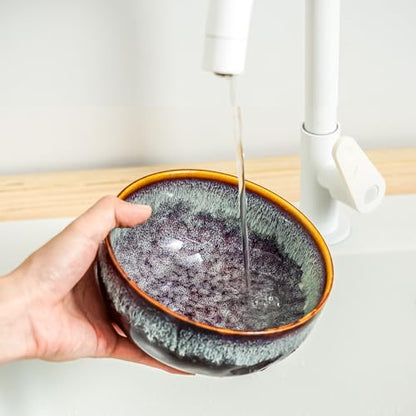 Serving Bowls - 22 Ounce Bowls Set - Ceramic Bowl Set of 2-5.75 inch Salad Bowls - Soup Bowls - Cereal Bowls for Kitchen, Speckled Black Purple - color: Speckled Black Purple, size: 22 Ounces