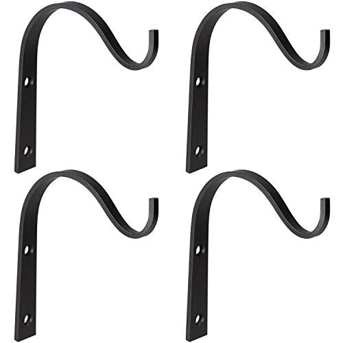 Mkono 4 Pack Iron Wall Hooks for Hanging Plant Lanterns, Plant Hanger Fence Metal Bracket for Bird Feeders, Wind Chimes, Mason Jar Sconces, Light Outdoor Indoor Rustic Home Decor, 6 Inch | Decorative Hooks for Hanging Things, Rust-Proof, Fit Bird Feeder W