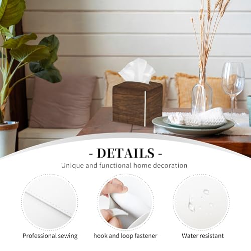 Bless You Tissue Box Cover Square,Wooden Board Texture Tissue Box Holder Waterproof Leather Facial Paper Organizer Dispenser for Bathroom Home Car Nightstand Vanity Desk - color: Color-22