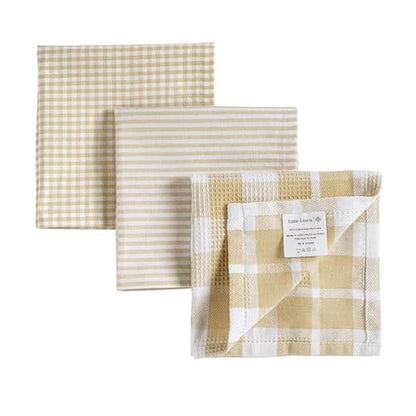 LANE LINEN 100% Cotton Kitchen Dish Cloths, Ultra Soft Absorbent Quick Drying Dish Towels, Multiweave Wash Cloths Dish Towel Sets, 12x12 Inches, 12 Pack - Beige - color: 01: Beige, size: 12"x12" - 12 Pack