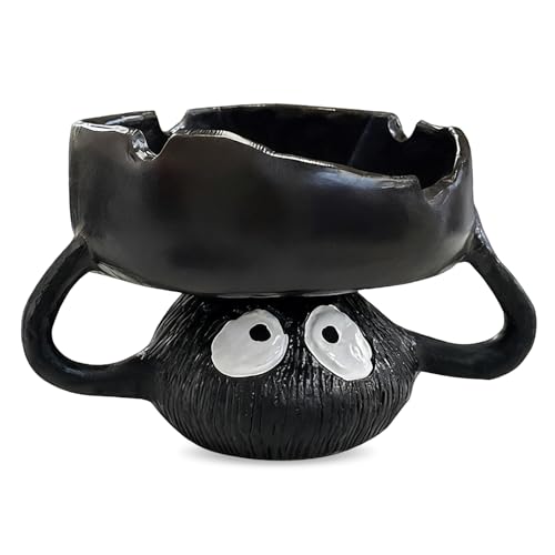 Funny Ashtrays, Resin Cartoon Soot Sprite Holders for Tealight Candle/Crystal/Jewelry/Keys for Home Decor, Unique Gag Gifts for White Elephant/Housewarming//Father's Day/Halloween/Christmas, Black - size: big