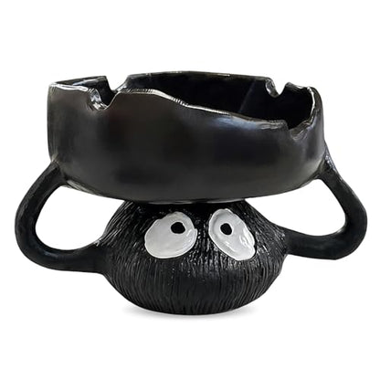 Funny Ashtrays, Resin Cartoon Soot Sprite Holders for Tealight Candle/Crystal/Jewelry/Keys for Home Decor, Unique Gag Gifts for White Elephant/Housewarming//Father's Day/Halloween/Christmas, Black - size: big